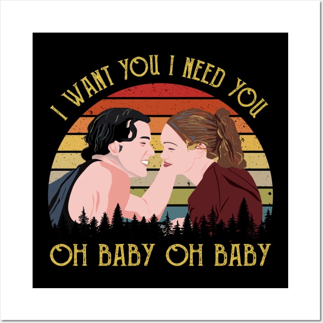 I need You Oh Baby Oh Baby Vintage Retro Wall Art by Tentacle Castle